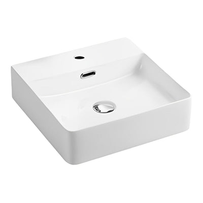 POSEIDON WALL HUNG / ABOVE COUNTER BASIN WITH OVERFLOW GLOSS WHITE 420MM