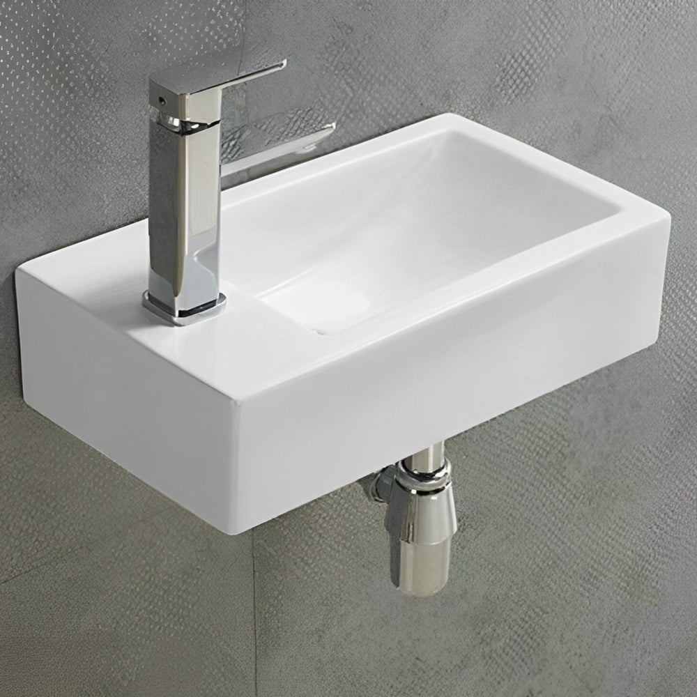 POSEIDON WALL HUNG BASIN GLOSS WHITE 455MM