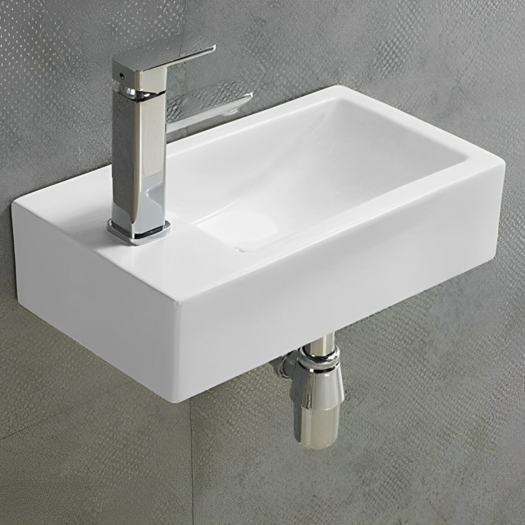POSEIDON WALL HUNG BASIN GLOSS WHITE 455MM