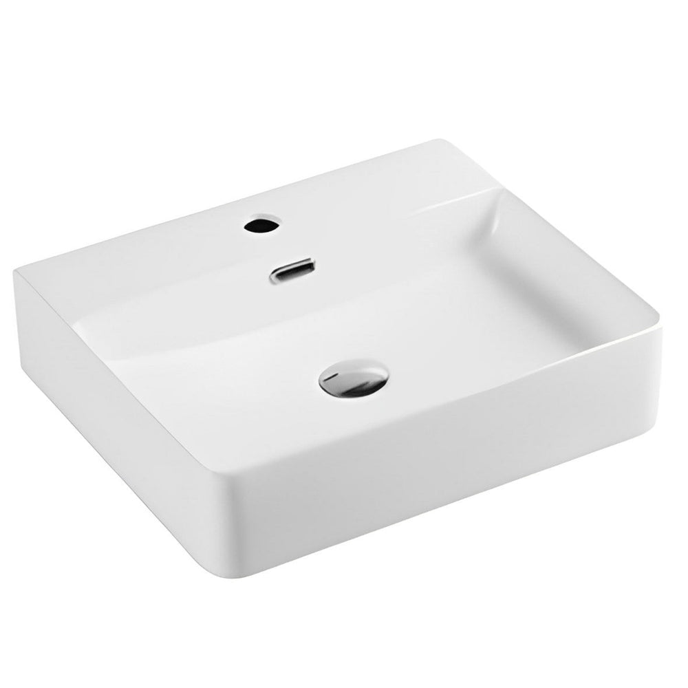 POSEIDON WALL HUNG / ABOVE COUNTER BASIN WITH OVERFLOW GLOSS WHITE 500MM