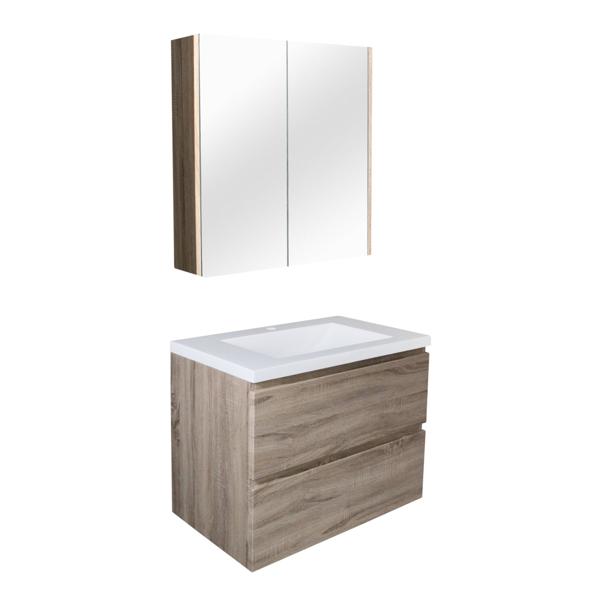 POSEIDON QUBIST WHITE OAK 1200MM SINGLE BOWL WALL HUNG VANITY