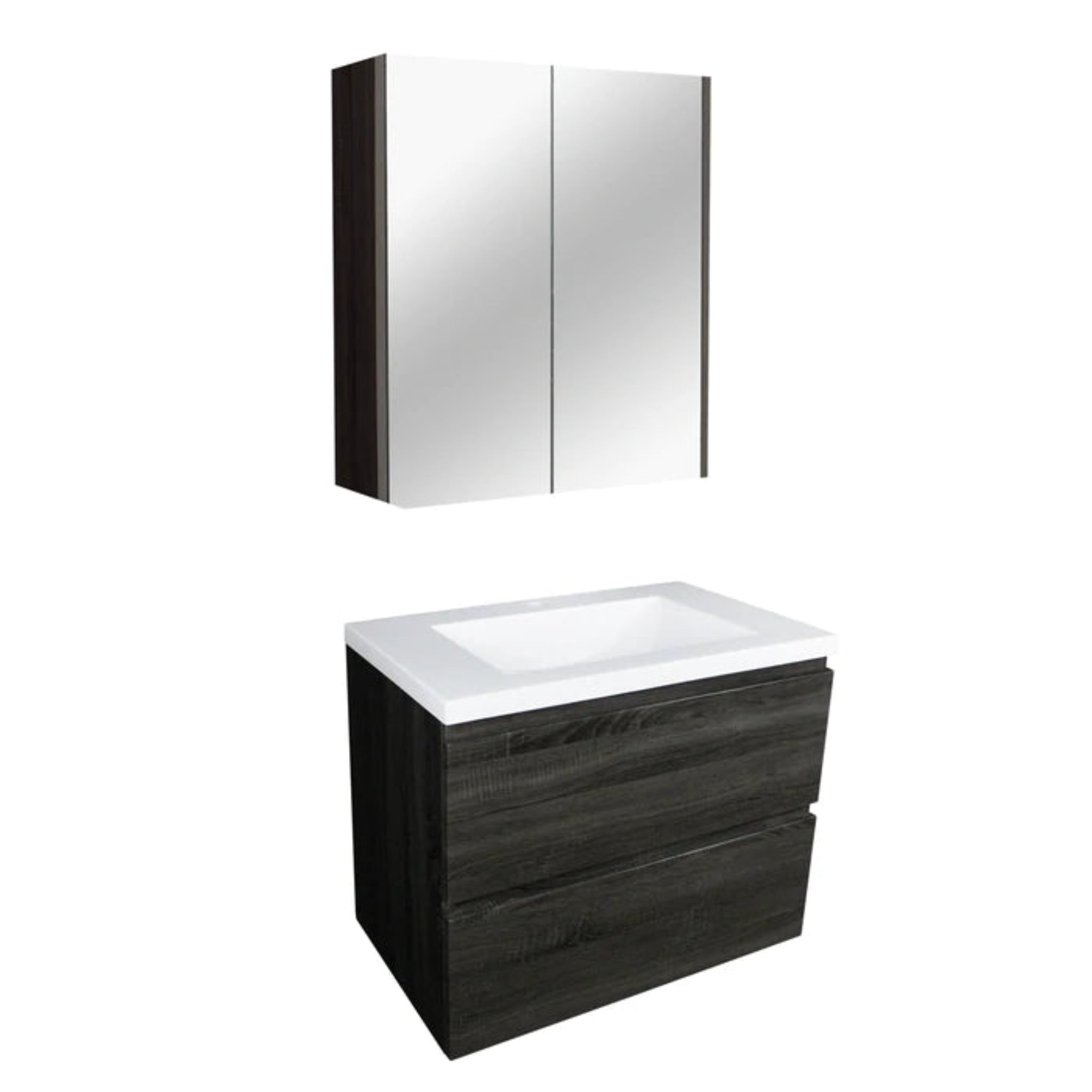 POSEIDON QUBIST DARK GREY 600MM WALL HUNG VANITY