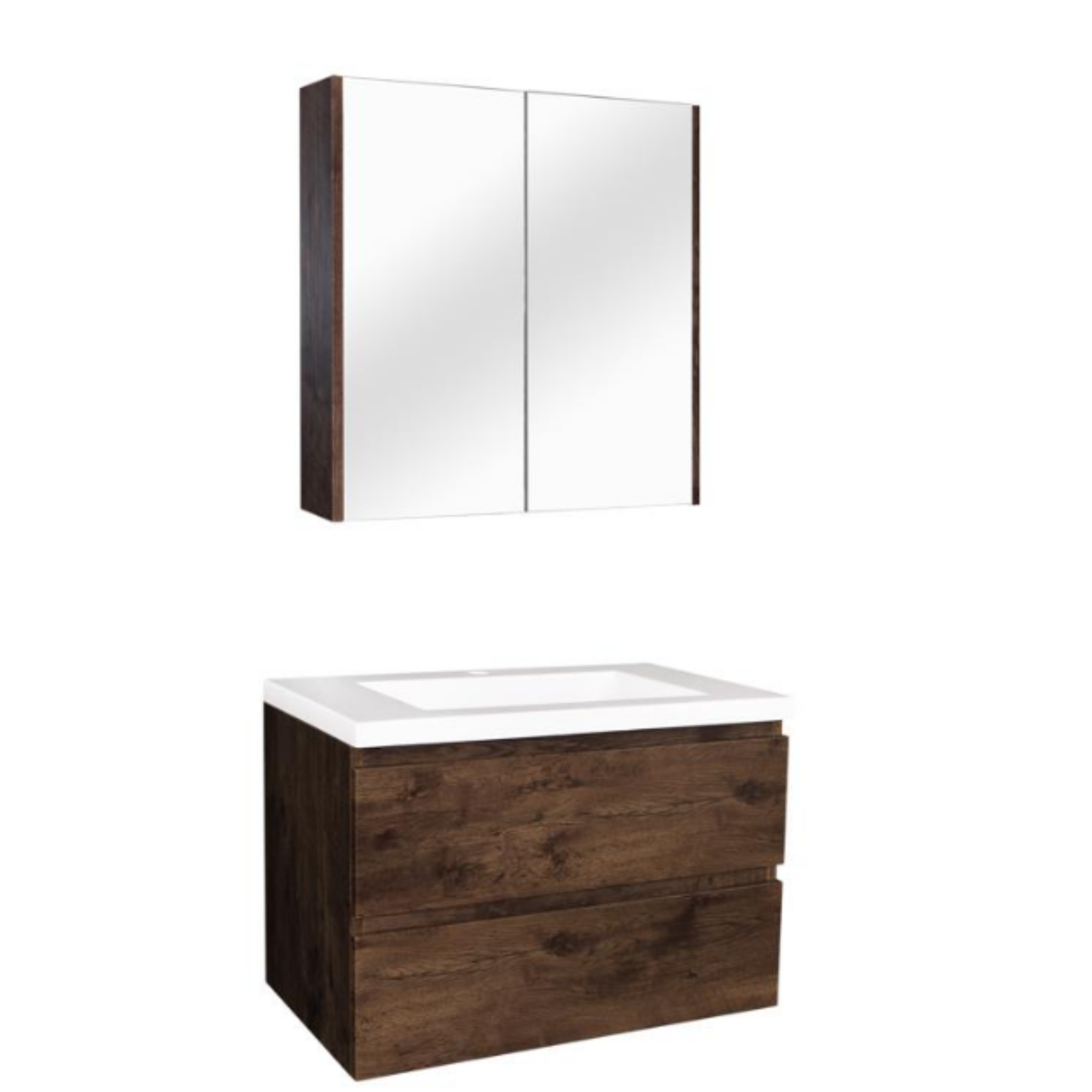 POSEIDON QUBIST DARK OAK 600MM WALL HUNG VANITY
