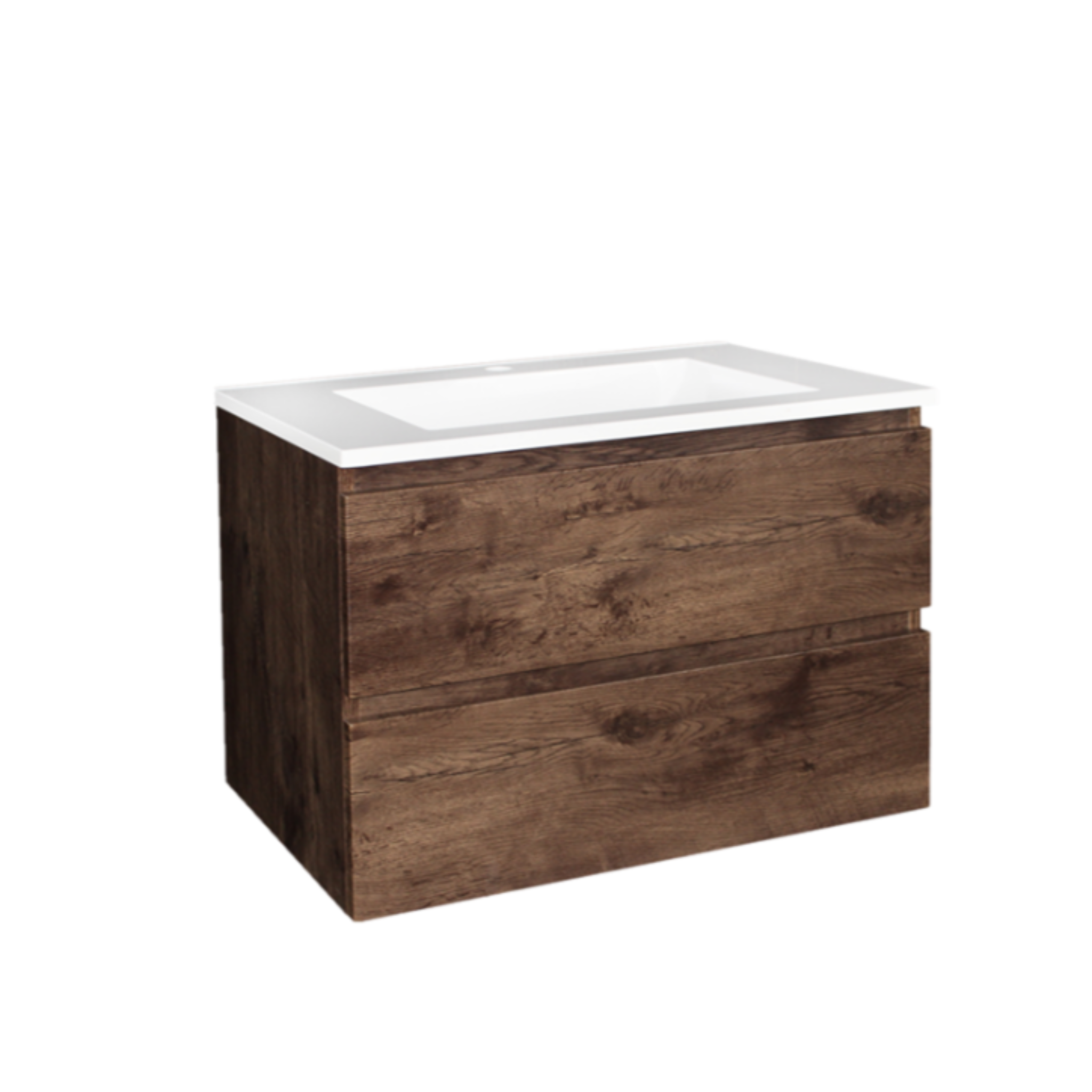 POSEIDON QUBIST DARK OAK 900MM WALL HUNG VANITY