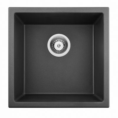 POSEIDON QUARTZ UNDERMOUNT KITCHEN SINK MATTE BLACK 381MM