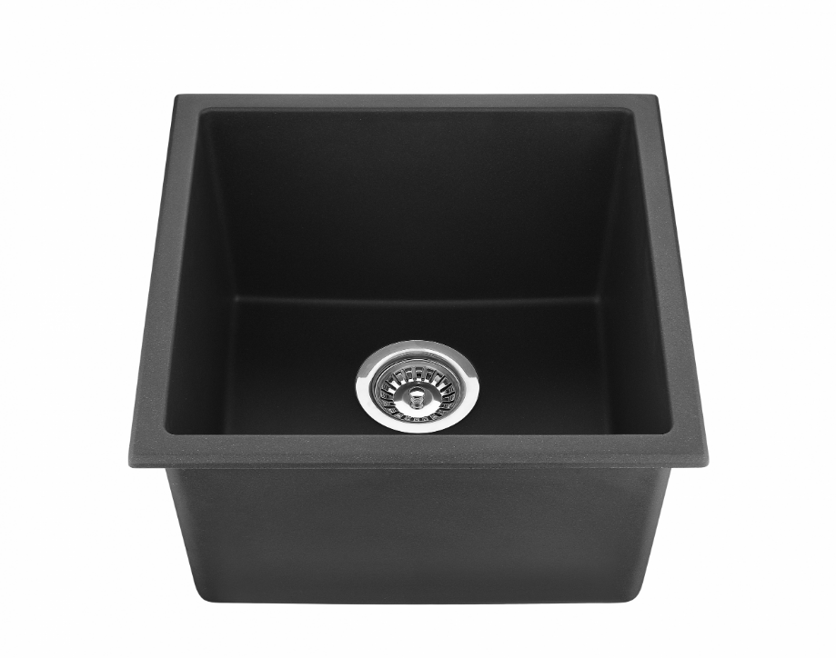POSEIDON QUARTZ UNDERMOUNT KITCHEN SINK MATTE BLACK 381MM