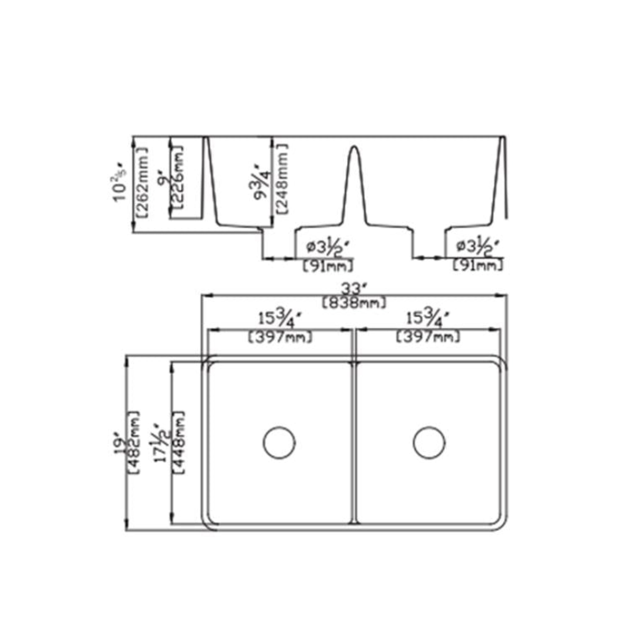 POSEIDON QUARTZ UNDERMOUNT KITCHEN SINK MATTE WHITE 838MM