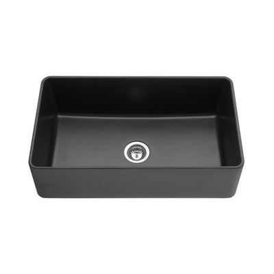 POSEIDON QUARTZ UNDERMOUNT KITCHEN SINK MATTE BLACK 838MM