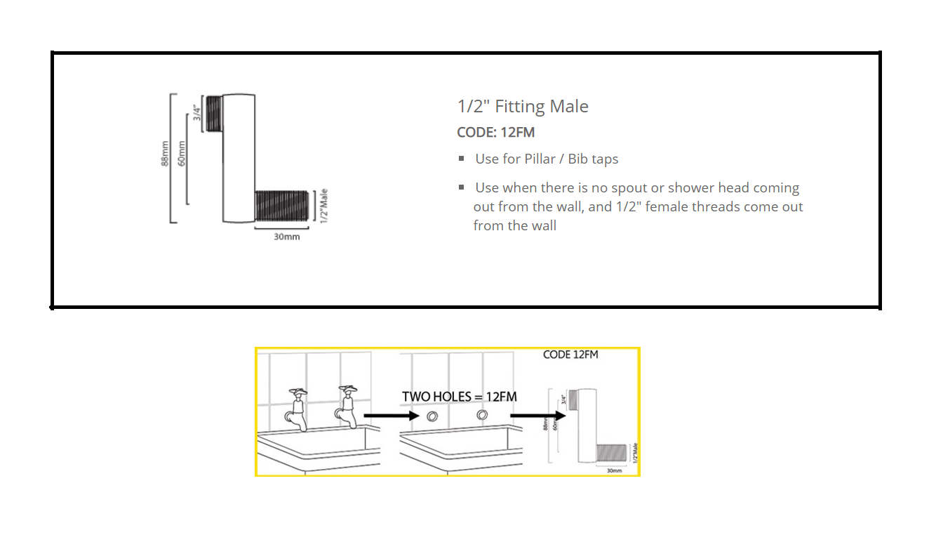 QUOSS FREEDOM BATH / LAUNDRY / KITCHEN MIXER WITH SPOUT 225MM CHROME WITH MULTIPLE FITTING OPTIONS