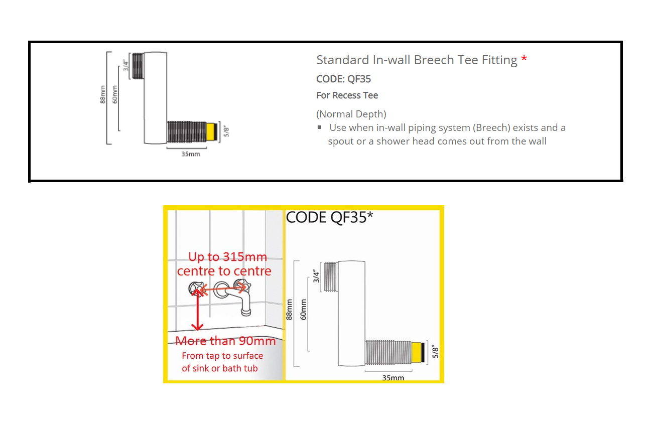 QUOSS FREEDOM BATH / LAUNDRY / KITCHEN MIXER WITH SPOUT 225MM CHROME WITH MULTIPLE FITTING OPTIONS