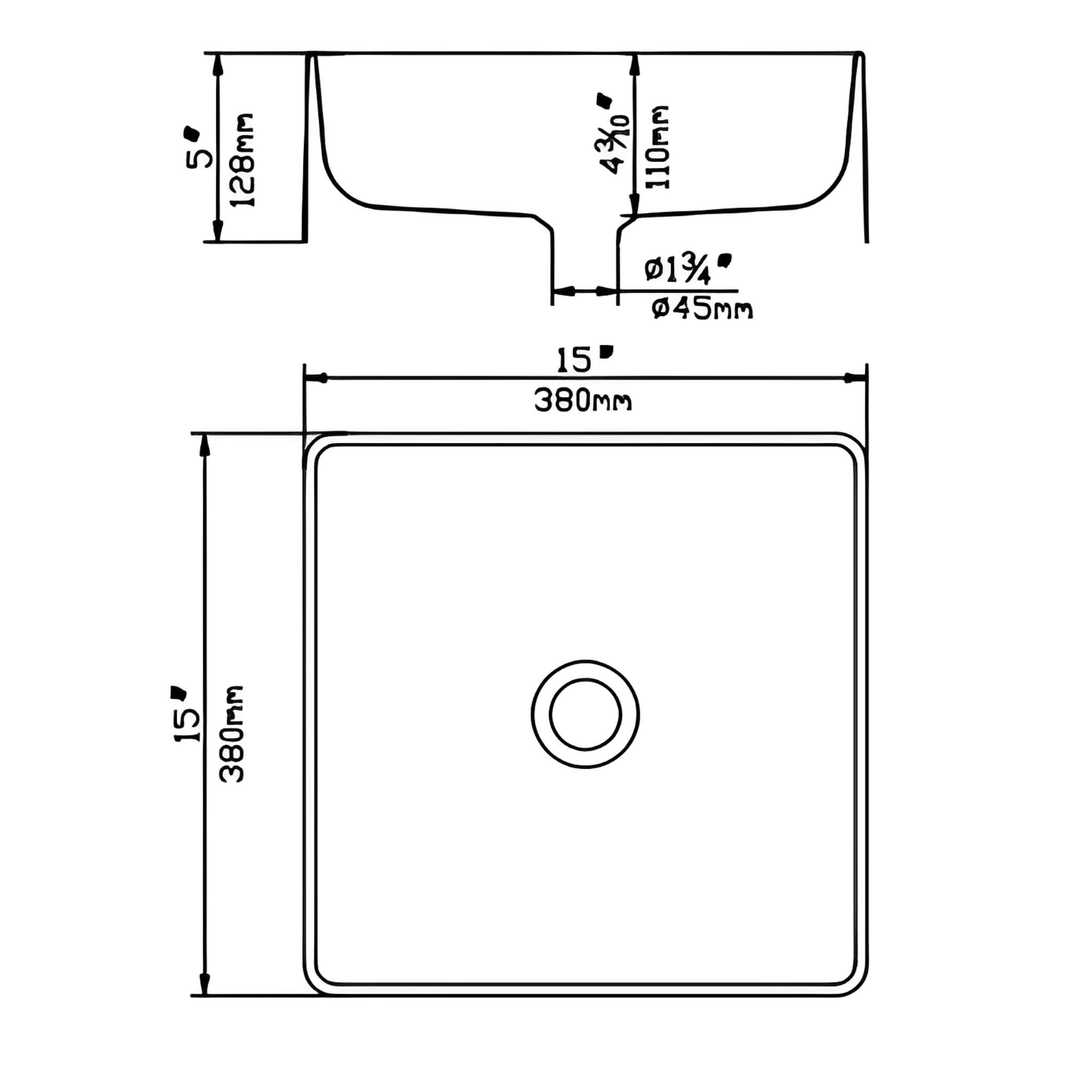 POSEIDON QUARTZ ART BASIN MATTE BLACK 380MM