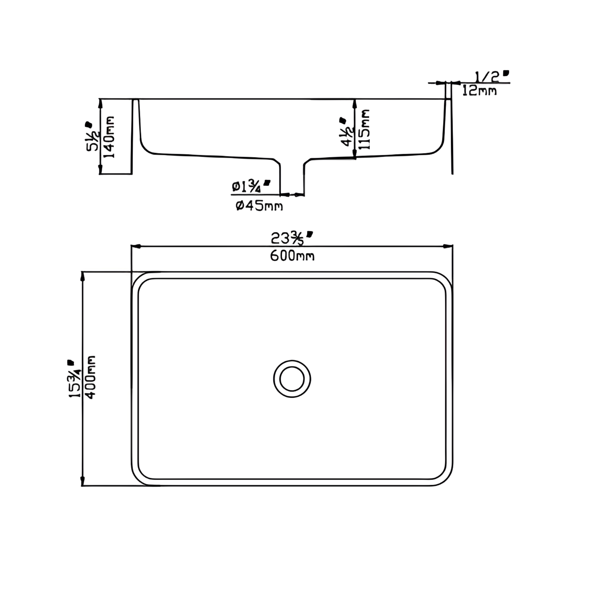 POSEIDON QUARTZ ART BASIN MATTE BLACK 600MM