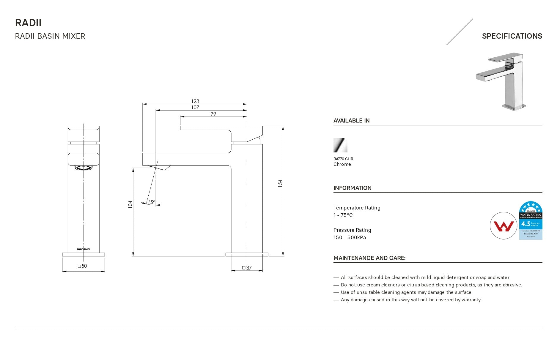 PHOENIX RADII BASIN MIXER CHROME