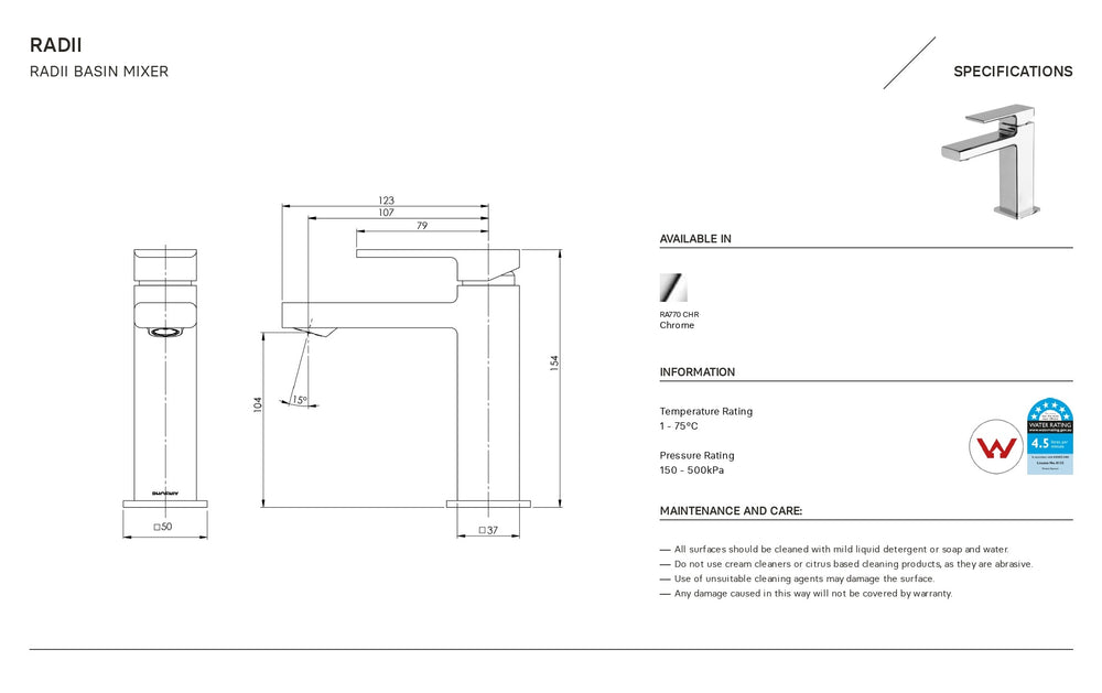 PHOENIX RADII BASIN MIXER CHROME