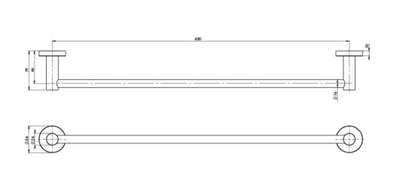 PHOENIX RADII SS 316 SINGLE NON-HEATED TOWEL RAIL ROUND PLATE STAINLESS STEEL 600MM