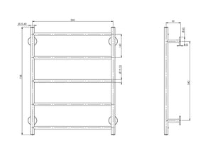 PHOENIX RADII NON-HEATED TOWEL LADDER ROUND PLATE BRUSHED NICKEL 550MM X 740MM