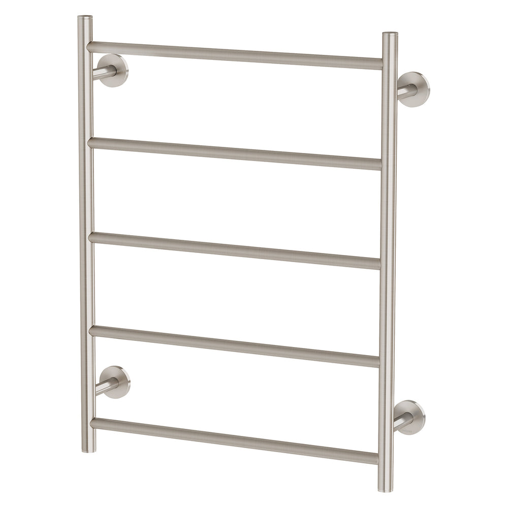 PHOENIX RADII 5-BARS ROUND HEATED TOWEL LADDER W/ ROUND PLATE BRUSHED NICKEL 550MM