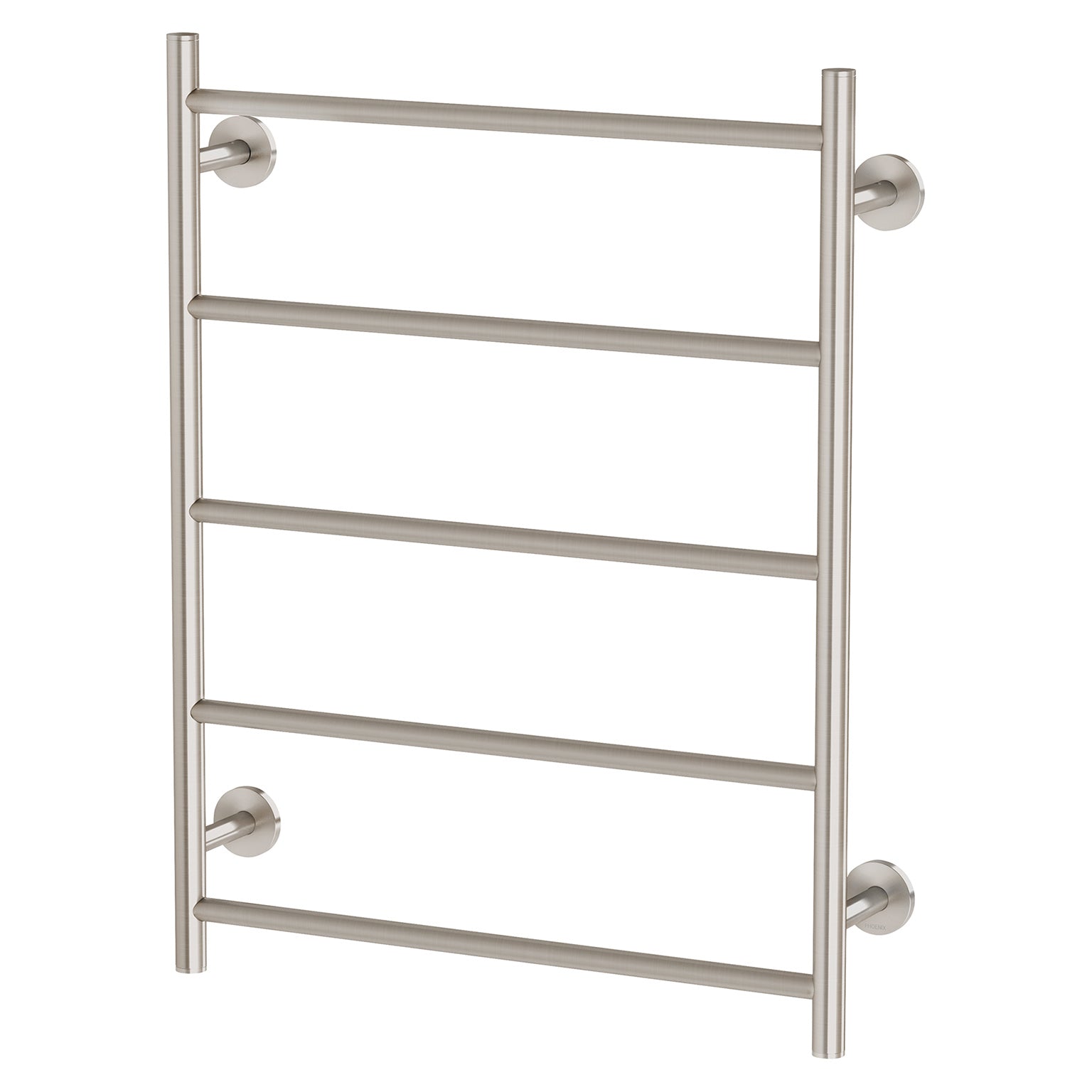 PHOENIX RADII 5-BARS ROUND HEATED TOWEL LADDER W/ ROUND PLATE BRUSHED NICKEL 550MM