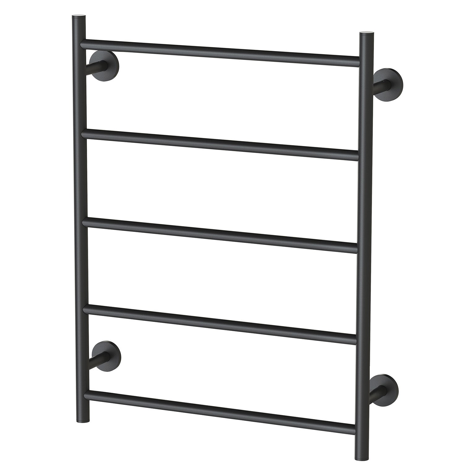 PHOENIX RADII 5-BARS ROUND HEATED TOWEL LADDER W/ ROUND PLATE MATTE BLACK 550MM