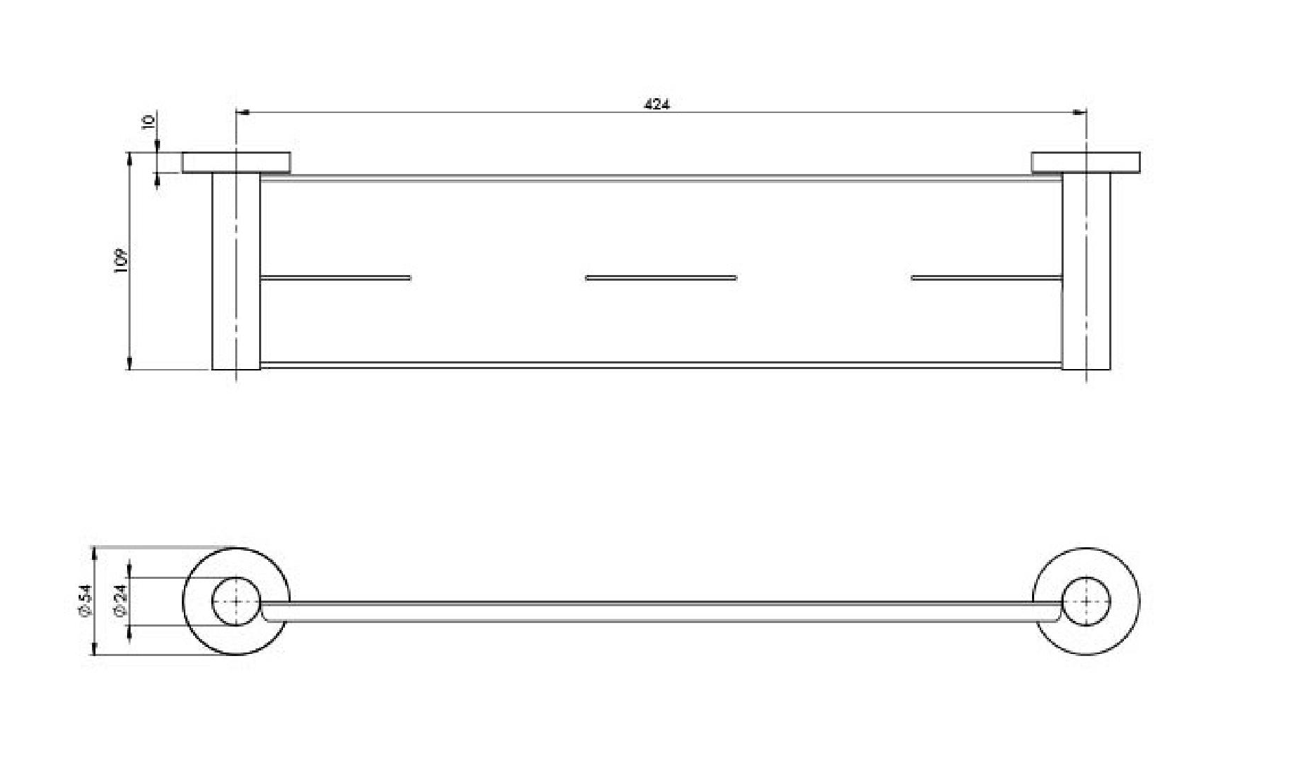 PHOENIX RADII SHOWER SHELF ROUND PLATE SILVER GREY 424MM