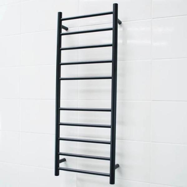 RADIANT HEATING 10-BARS ROUND NON-HEATED TOWEL RAIL MATTE BLACK 430MM