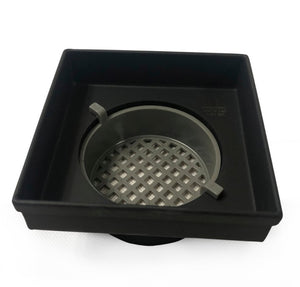 Radiant Heating Square Tile Insert Floor Grate 100mm Matte Black - top view