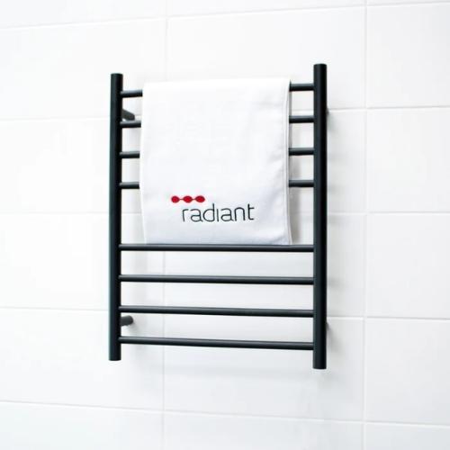 RADIANT HEATING 8-BARS ROUND NON-HEATED TOWEL RAIL MATTE BLACK 530MM