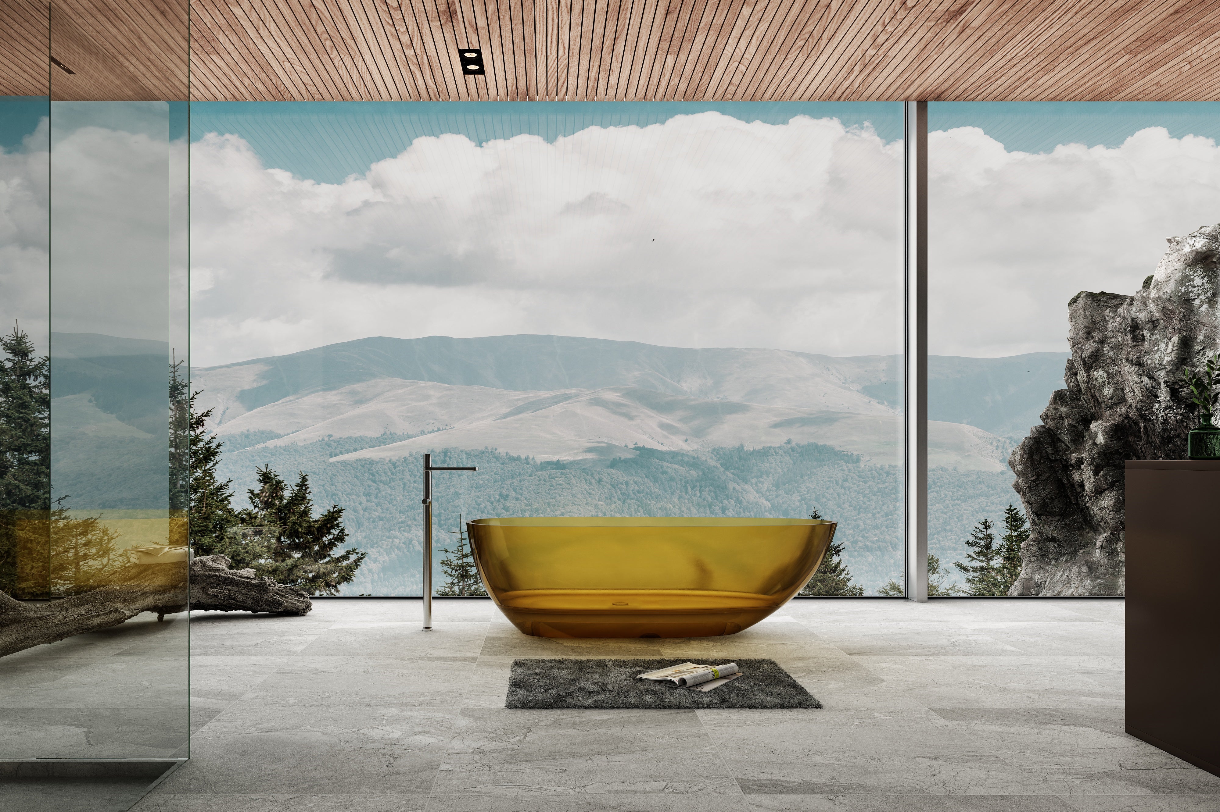 RIVA PETII FREESTANDING BATHTUB TRANSPARENT YELLOW (AVAILABLE IN 1500MM AND 1700MM)