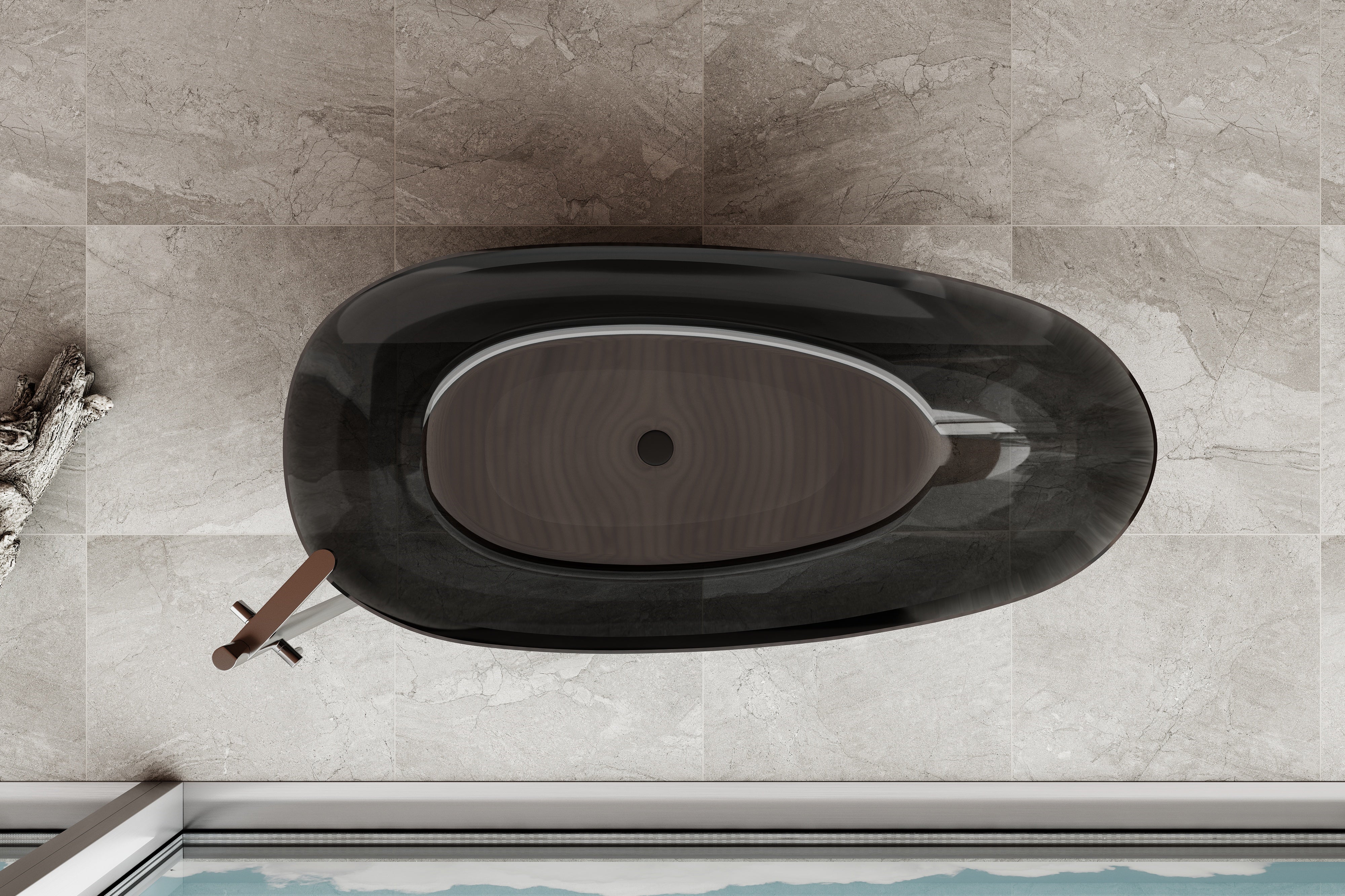 RIVA PETII FREESTANDING BATHTUB TRANSPARENT BLACK (AVAILABLE IN 1500MM AND 1700MM)