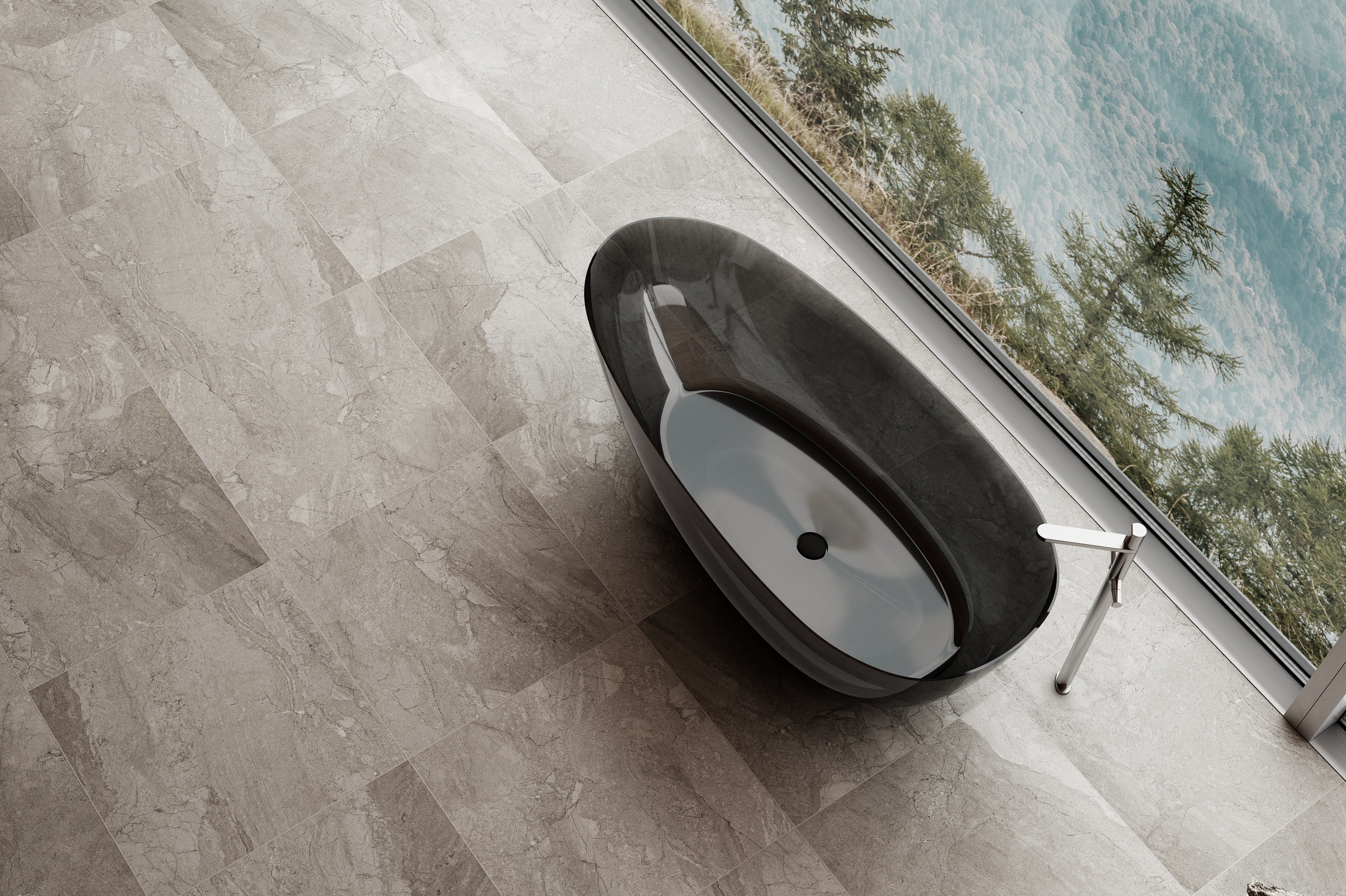 RIVA PETII FREESTANDING BATHTUB TRANSPARENT BLACK (AVAILABLE IN 1500MM AND 1700MM)