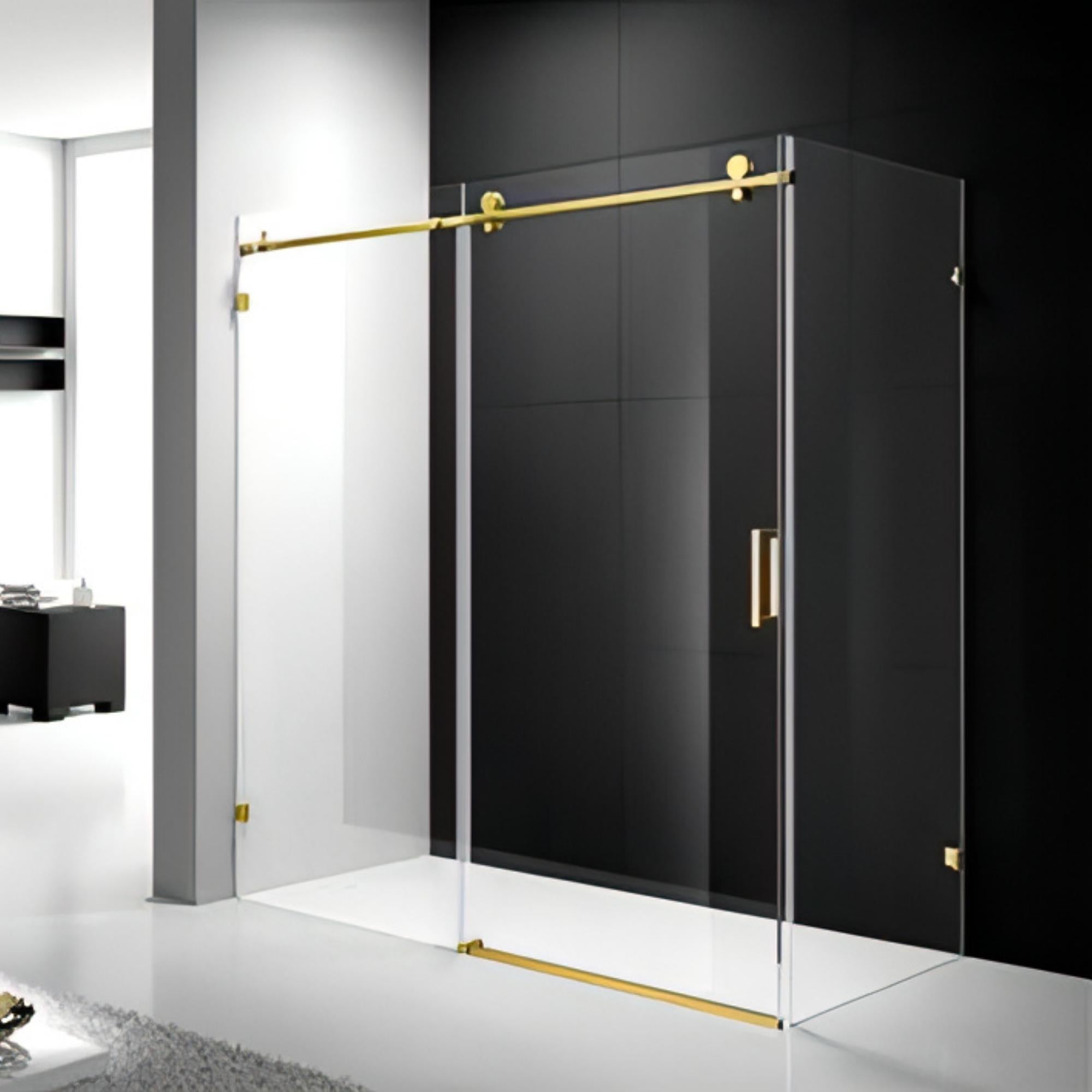 ROMA SL1 WALL TO WALL FRAMELESS SLIDING DOOR BRUSHED GOLD