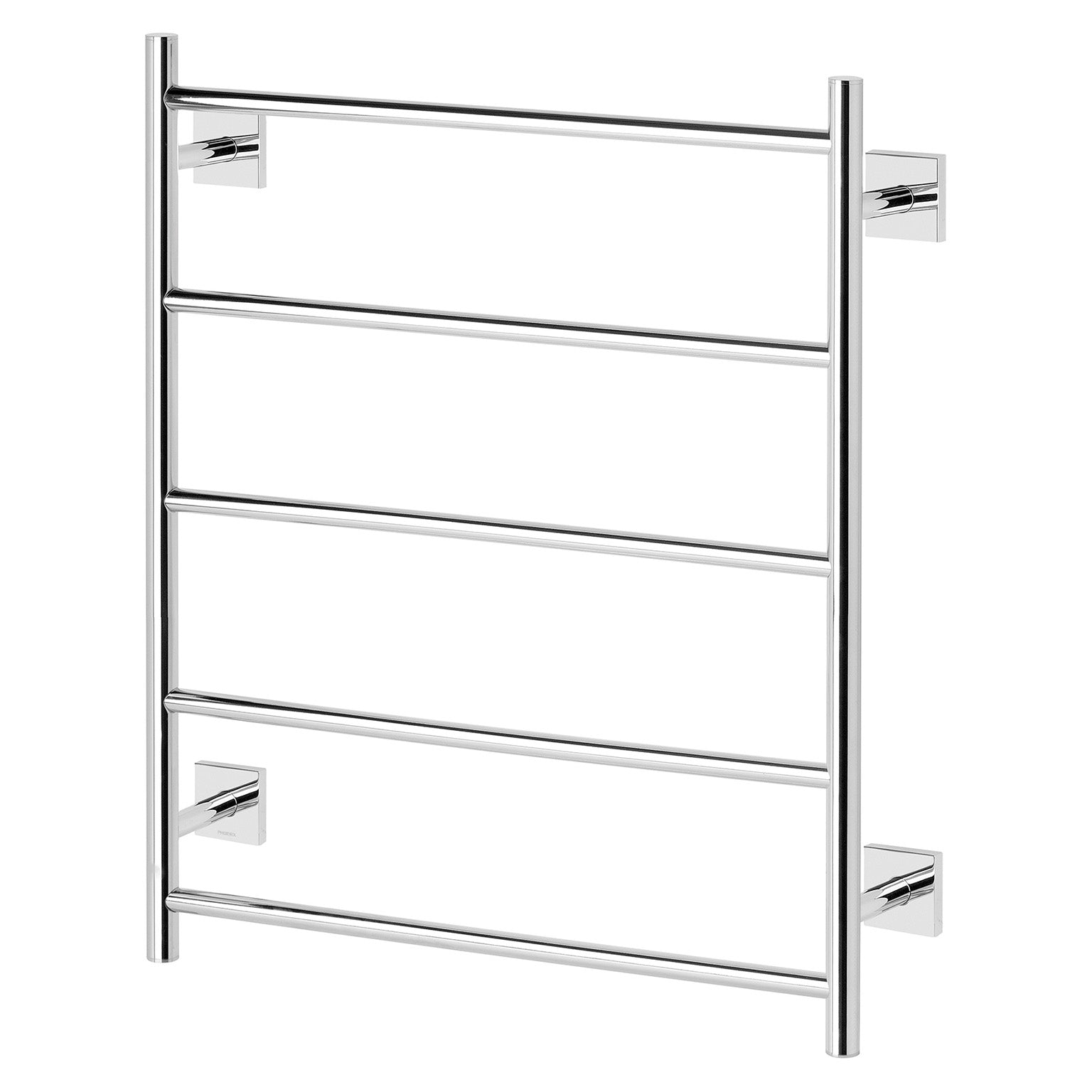PHOENIX RADII 5-BARS ROUND HEATED TOWEL LADDER W/ SQUARE PLATE CHROME 550MM