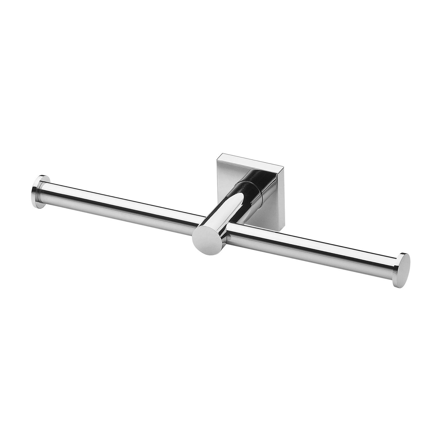 PHOENIX RADII DOUBLE TOILET ROLL HOLDER SQUARE PLATE CHROME 288MM