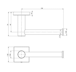 PHOENIX RADII TOILET ROLL HOLDER SQUARE PLATE 138MM MATTE BLACK