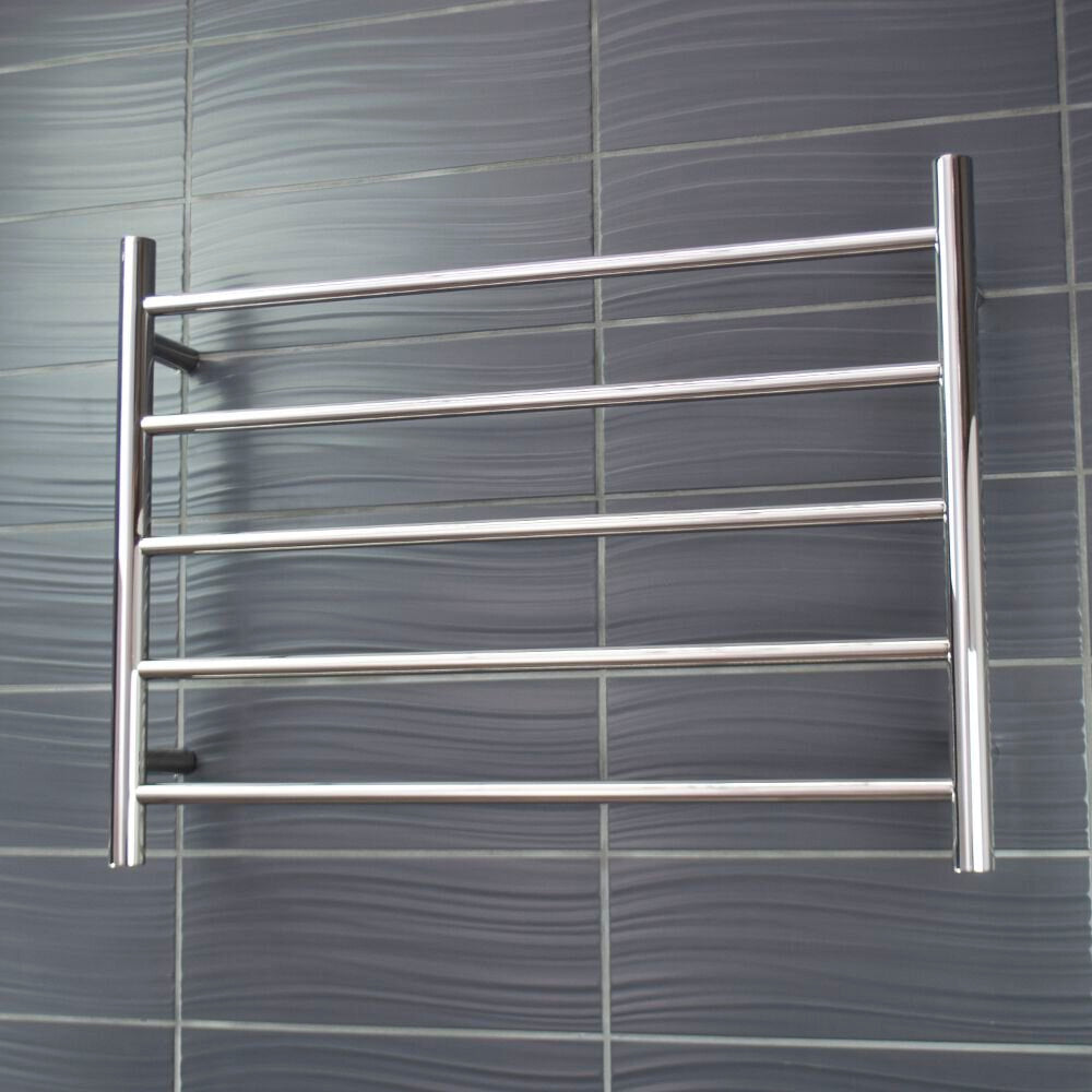 RADIANT HEATING 5-BARS ROUND HEATED TOWEL RAIL LOW VOLTAGE CHROME 750MM