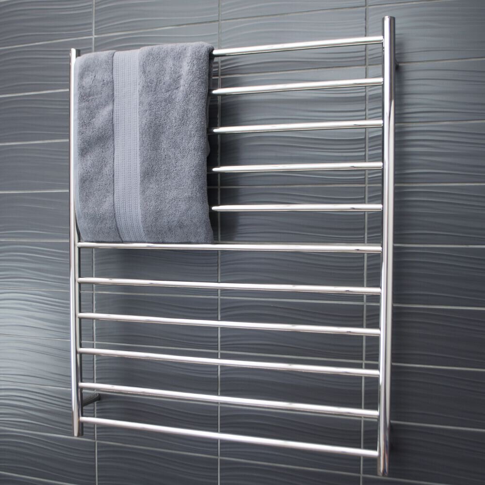 RADIANT HEATING 11-BARS ROUND HEATED TOWEL RAIL CHROME 180WATTS 900MM