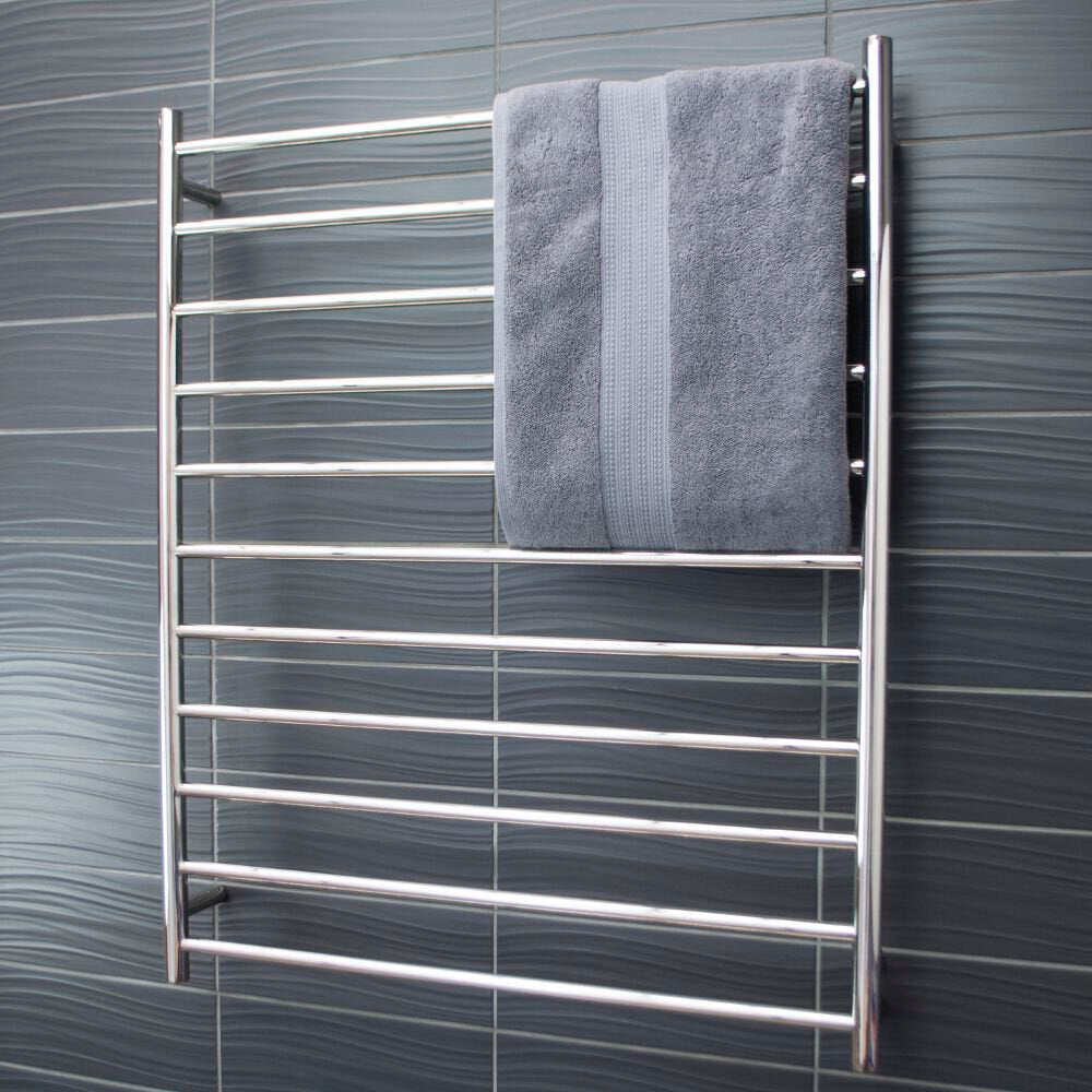 RADIANT HEATING 11-BARS ROUND HEATED TOWEL RAIL CHROME 180WATTS 900MM