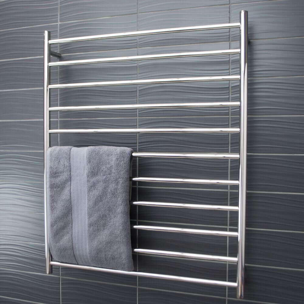 RADIANT HEATING 11-BARS ROUND HEATED TOWEL RAIL CHROME 180WATTS 900MM