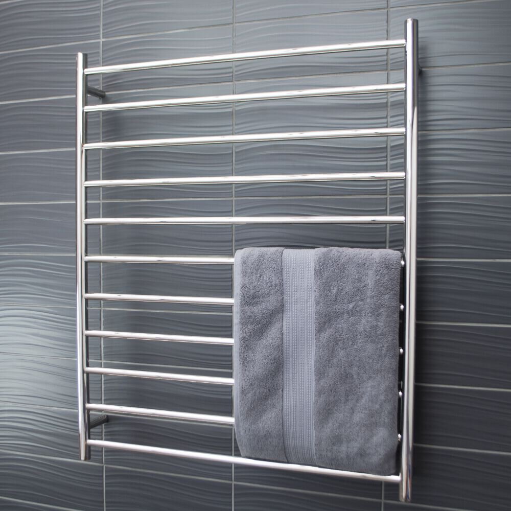 RADIANT HEATING 11-BARS ROUND HEATED TOWEL RAIL CHROME 180WATTS 900MM