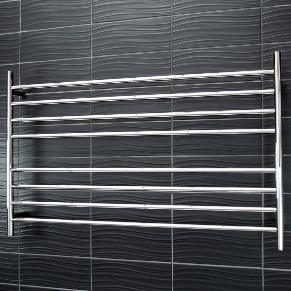 RADIANT HEATING 8-BARS ROUND HEATED TOWEL RAIL CHROME 180WATTS 1300MM