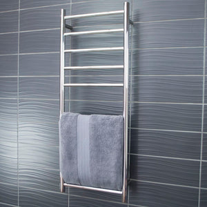 RADIANT HEATING 10-BARS ROUND HEATED TOWEL RAIL LOW VOLTAGE CHROME 430MM