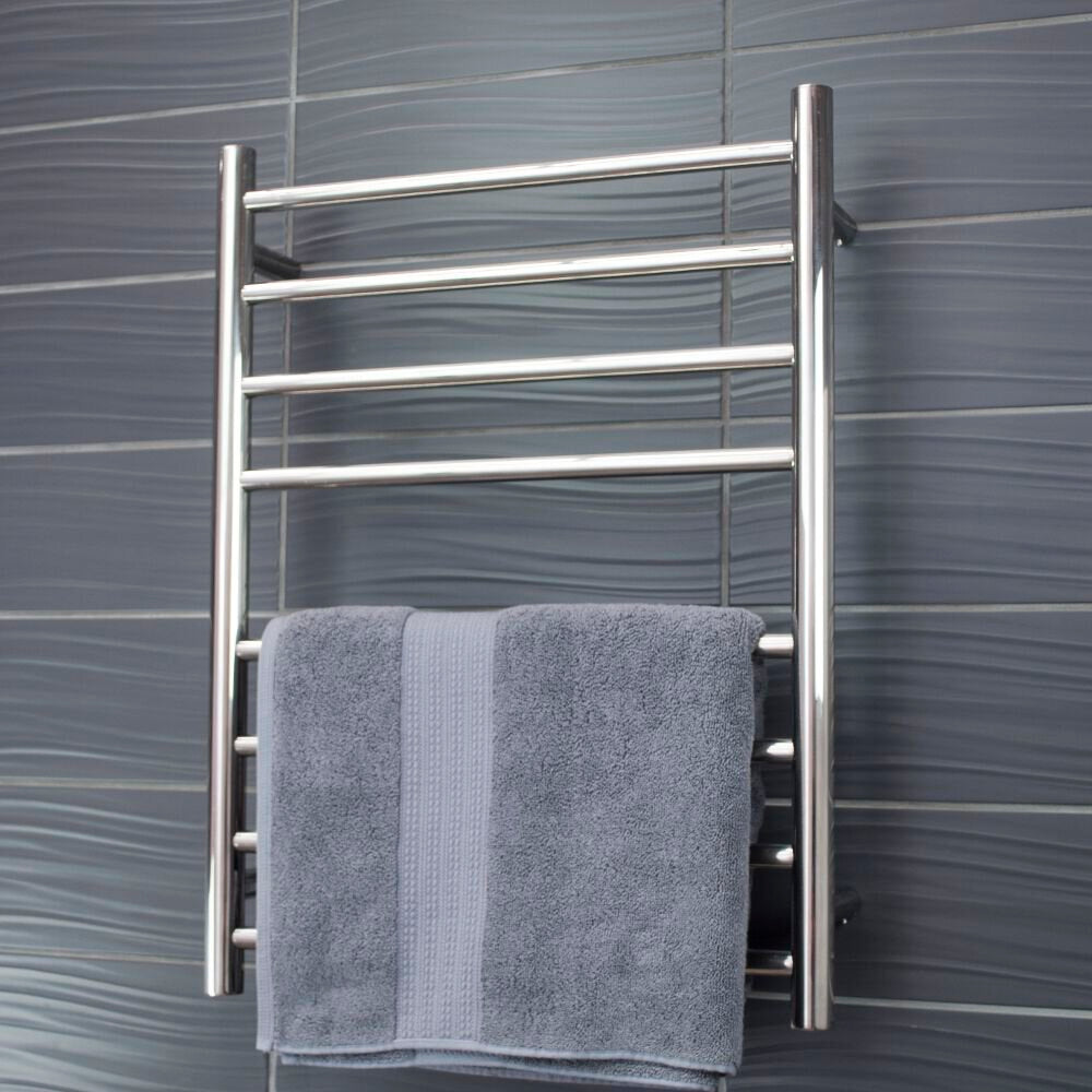 RADIANT HEATING 8-BARS ROUND HEATED TOWEL RAIL CHROME 65WATTS 530MM