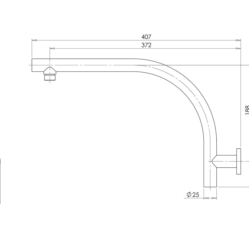 PHOENIX RUSH HIGH-RISE SHOWER ARM 400MM MATTE BLACK