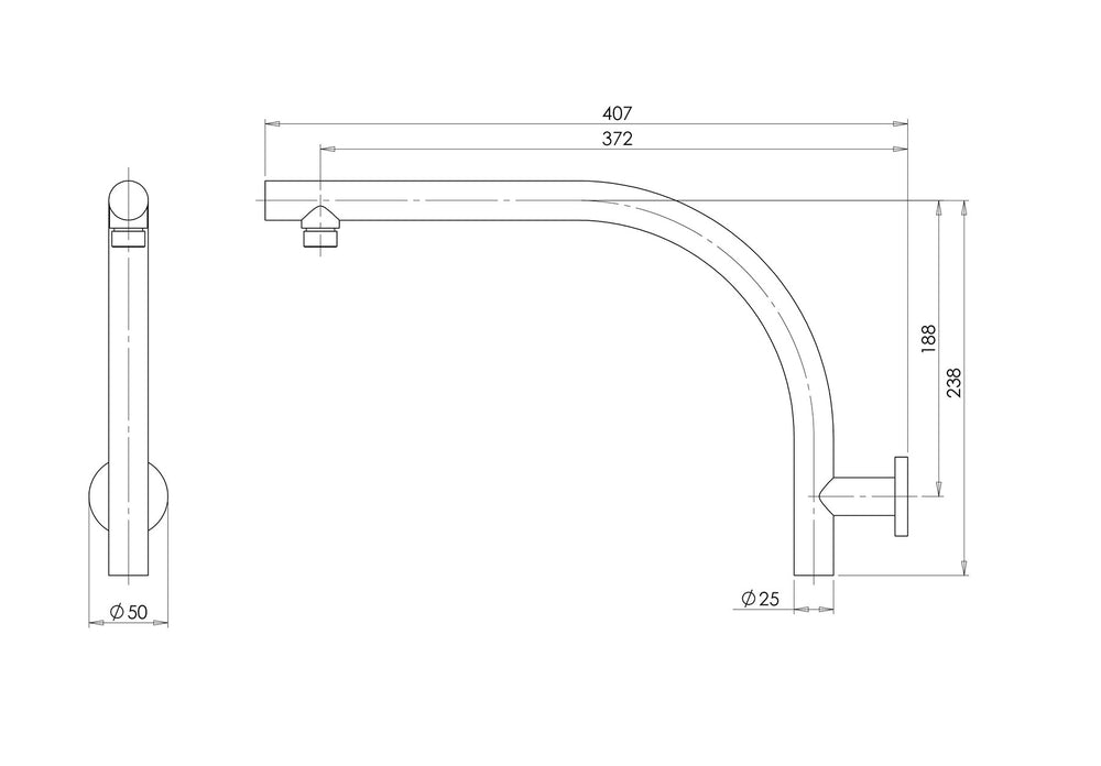 PHOENIX RUSH HIGH-RISE SHOWER ARM 400MM CHROME