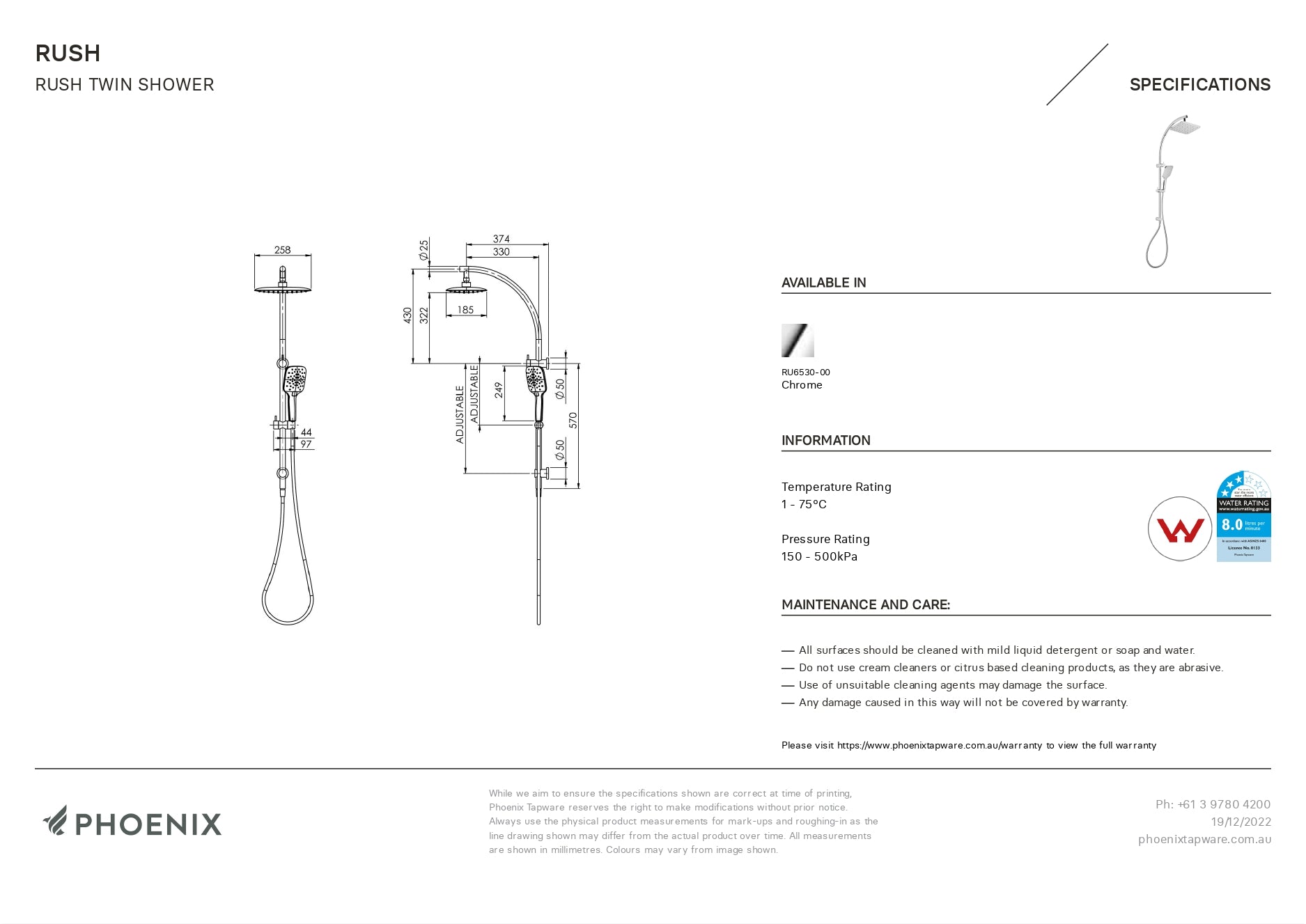 PHOENIX RUSH TWIN SHOWER CHROME
