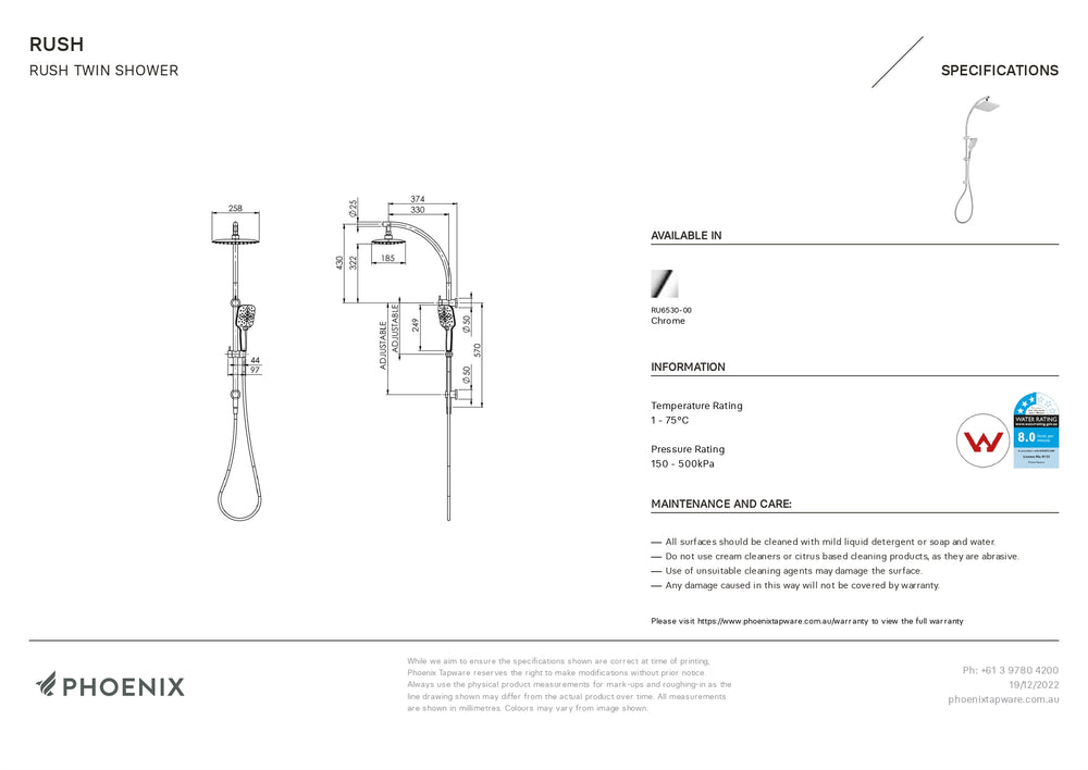 PHOENIX RUSH TWIN SHOWER CHROME