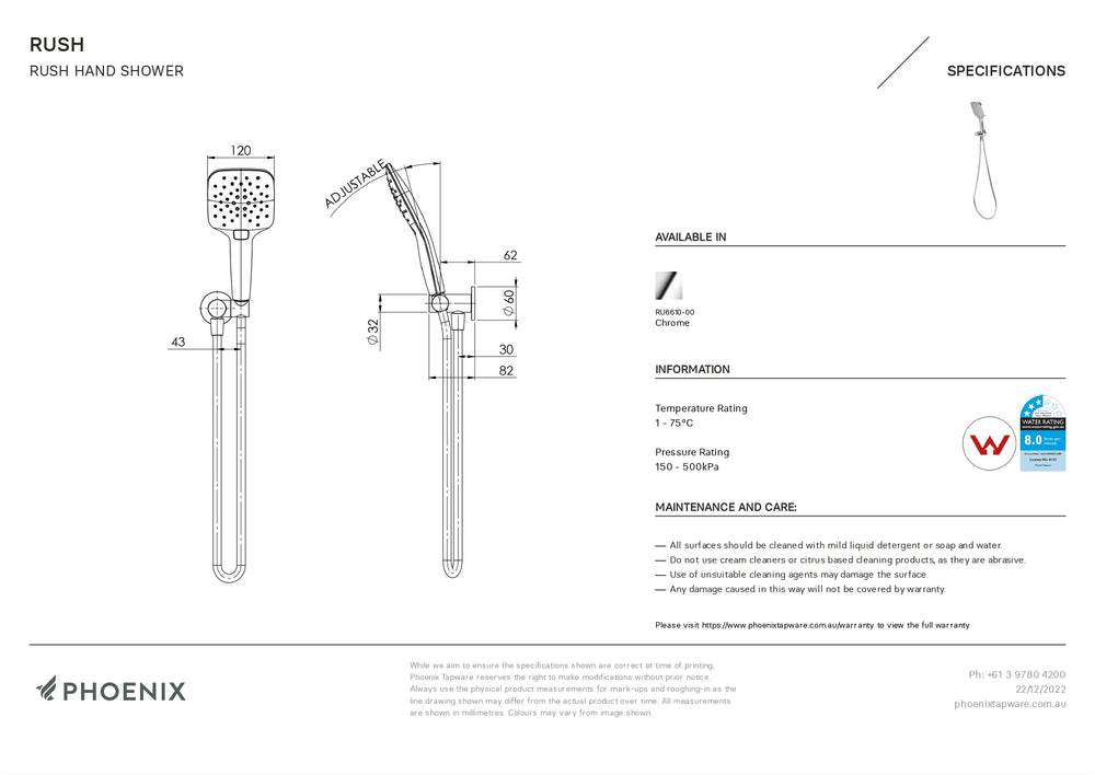PHOENIX RUSH HAND SHOWER CHROME