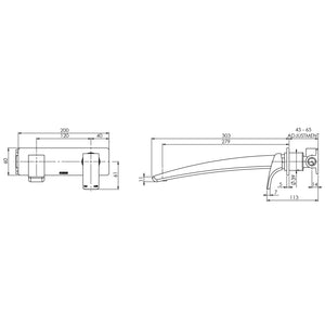 PHOENIX RUSH WALL BATH MIXER SET 280MM CHROME