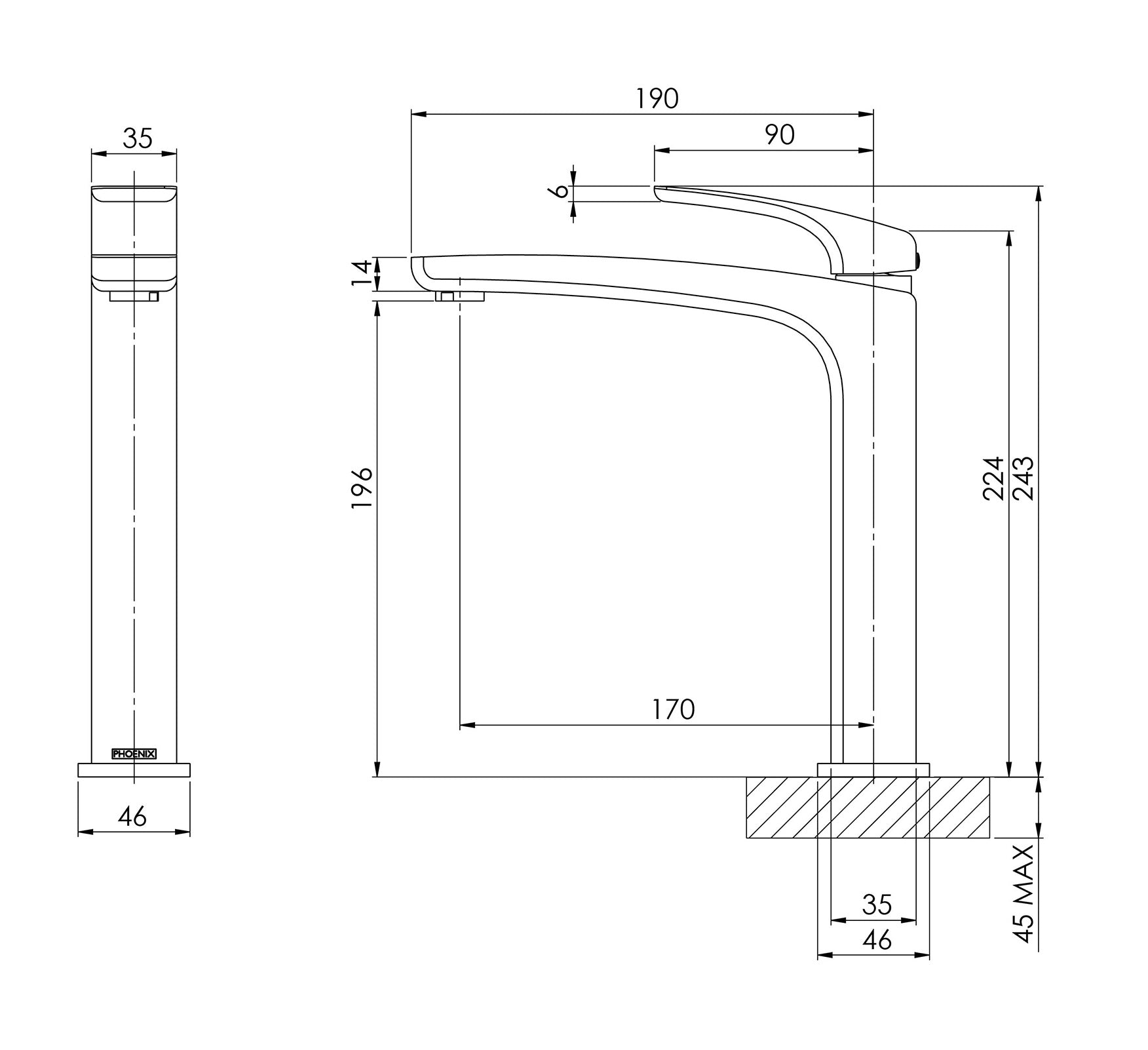 PHOENIX RUSH VESSEL MIXER CHROME