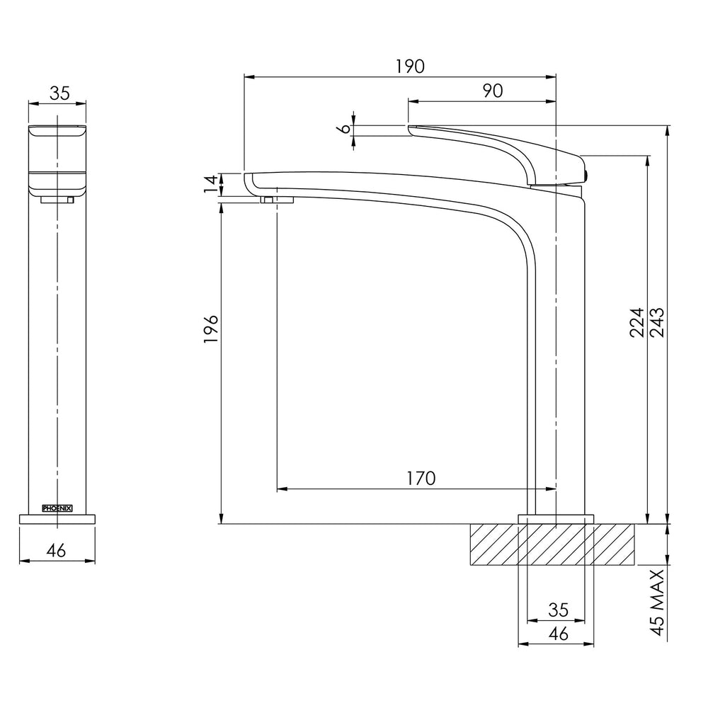 PHOENIX RUSH VESSEL MIXER MATTE BLACK